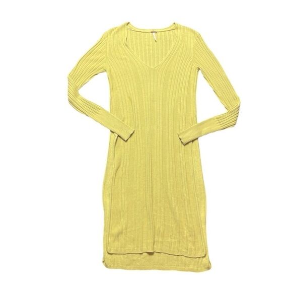 FREE PEOPLE Ribbed Maxi Dress Yellow Size XS - Picture 1 of 6